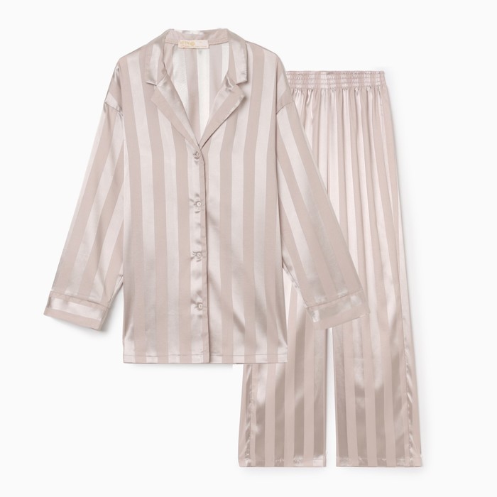 

Комплект женский (рубашка, брюки) KAFTAN Silk "Полоска" р.40-42, кремовый