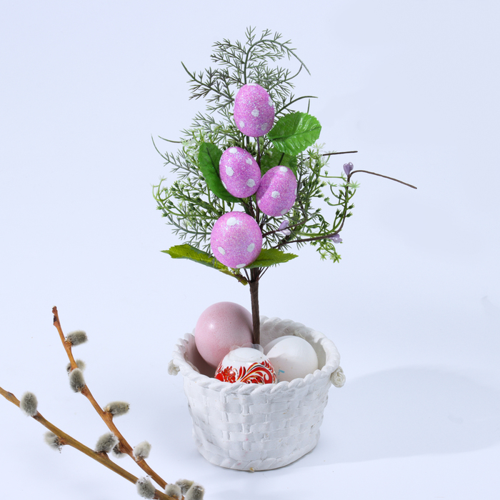 цена Пасхальный декор «Яйца фиолетового цвета в горошек» 6 × 15 × 30 см