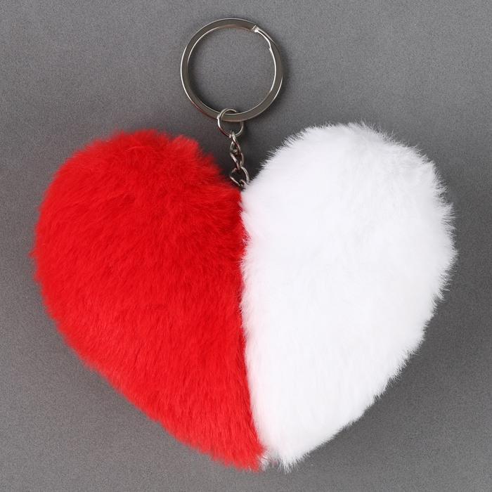 Мягкая игрушка «Сердечко» половинки, на брелоке, 10 см, цвет бело-красный мягкая игрушка сердечко