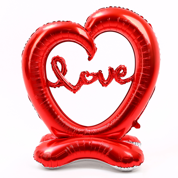 Шар фольгированный 50 «Сердце», на подставке, красное шар сердце красное