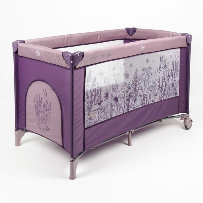 цена Манеж-кровать AmaroBaby Multiform Flowers, прямоугольный, цвет фиолетовый