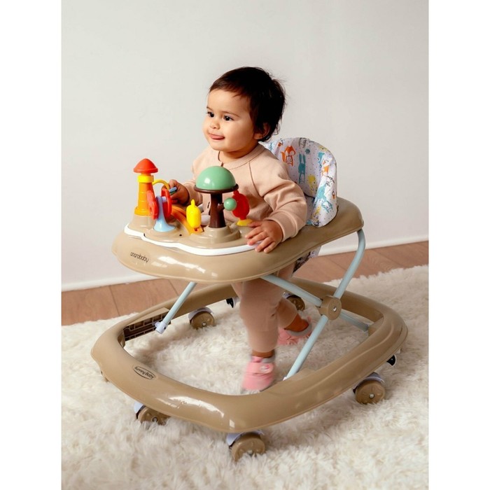 Ходунки детские AmaroBaby Running Baby, с электронной игровой панелью, цвет коричневый