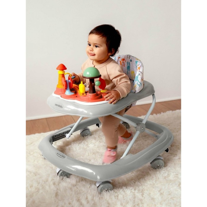цена Ходунки детские AmaroBaby Running Baby, с электронной игровой панелью, цвет серый