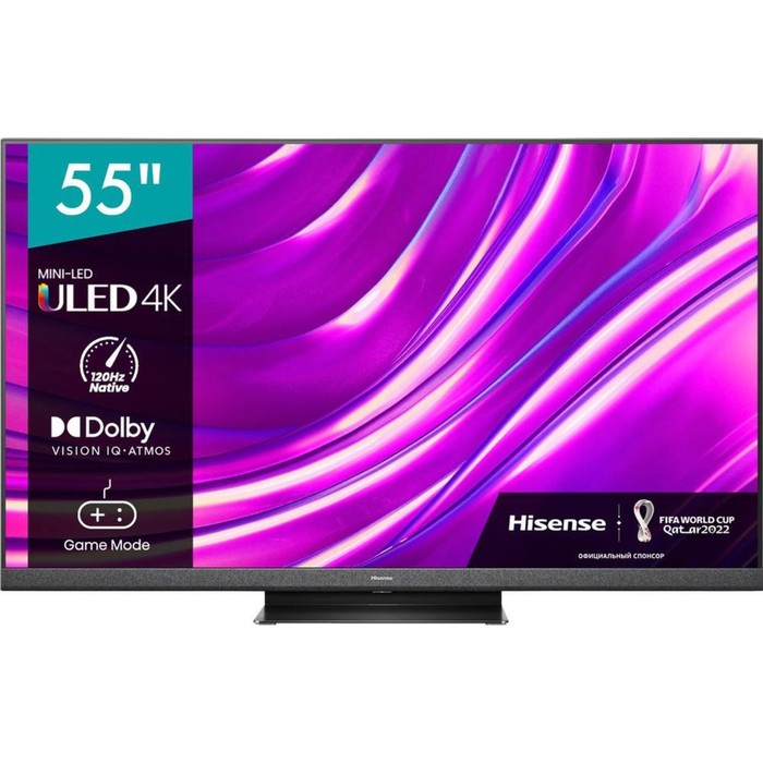 

Телевизор LED Hisense 55" 55U8HQ темно-серый 4K Ultra HD 120Hz DVB-T DVB-T2 DVB-C DVB-S DVB 102953