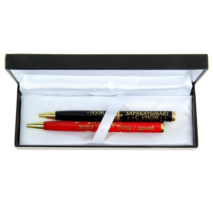 Набор из 2 ручек в подарочном футляре из экокожи "Секрет семейного благополучия"
