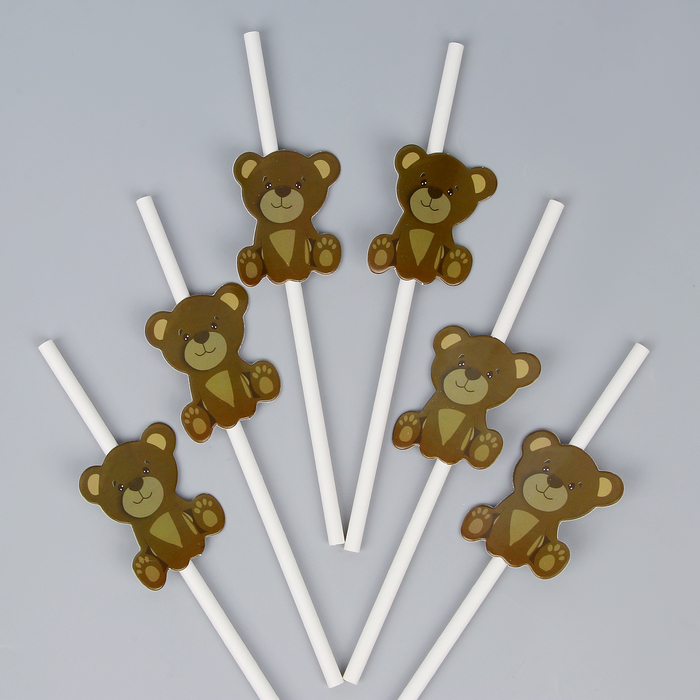Трубочки для коктейля «Медвежата», набор 6 шт. трубочки для коктейля ананасы набор 6 шт