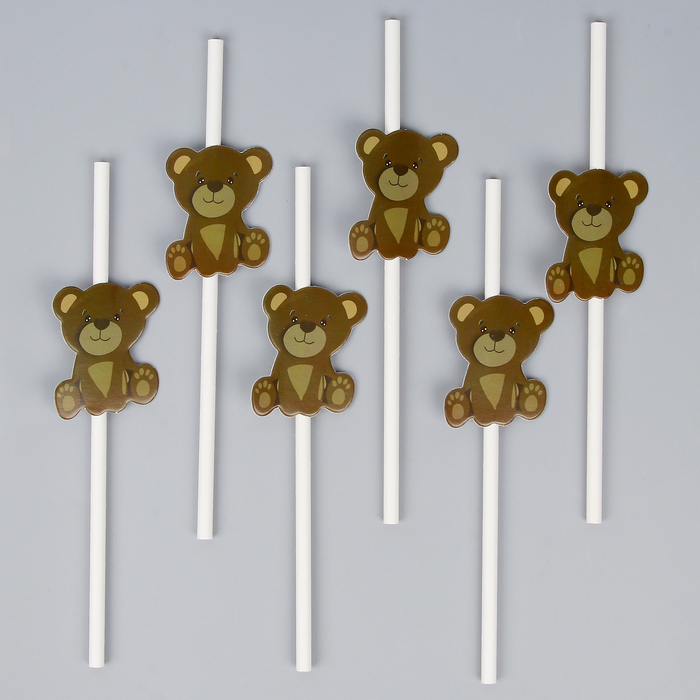 Трубочки для коктейля «Медвежата», набор 6 шт.