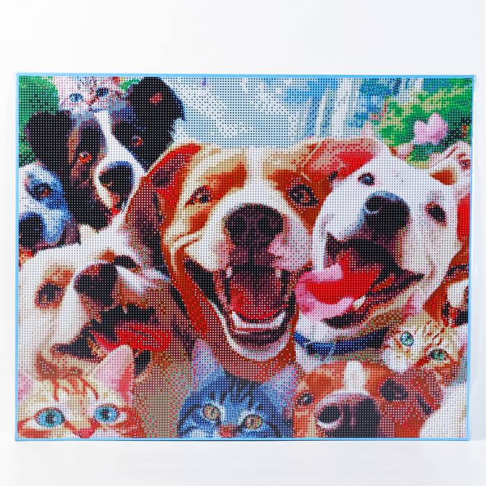 

Алмазная вышивка полное заполнение "Веселые животные", на раме, 40*50 см