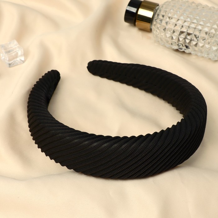 цена Ободок для волос Полоса 3 см, чёрный