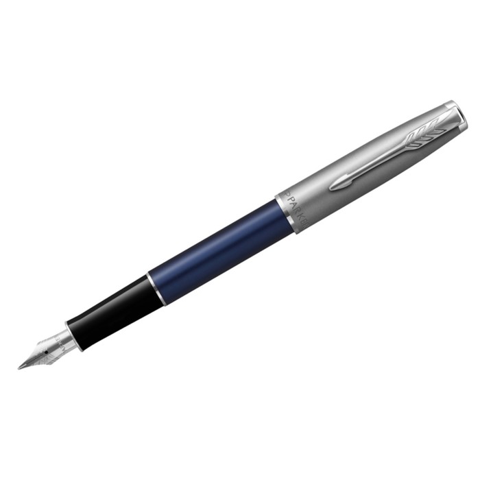 Ручка перьевая Parker Sonnet Sand Blasted Metal&Blue Lacquer, 0.8мм, черн, под/уп 2146747 ручка шариковая sonnet sand blasted stainless steel черная parker