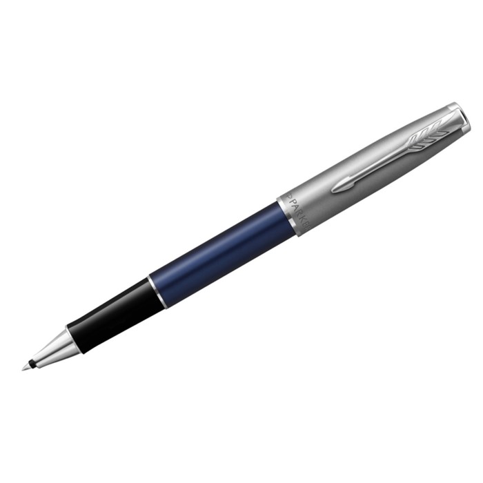 Ручка-роллер Parker Sonnet Sand Blasted Metal&Blue Lacquer, 0,8мм, черн, подар/уп 2146639 ручка роллер parker sonnet blue subtle 1931535