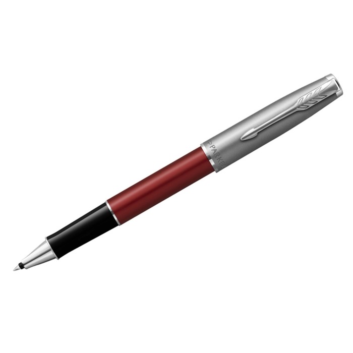 ручки роллеры подарочные ручка роллер parker sonnet sand blasted metal Ручка-роллер Parker Sonnet Sand Blasted Metal&Red Lacquer, 0,8мм, черн, подар/уп 2146770