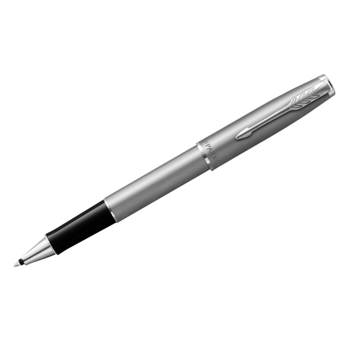 

Ручка-роллер Parker Sonnet Sand Blasted Stainless Steel, 0,8мм, черная, подар/уп 2146875