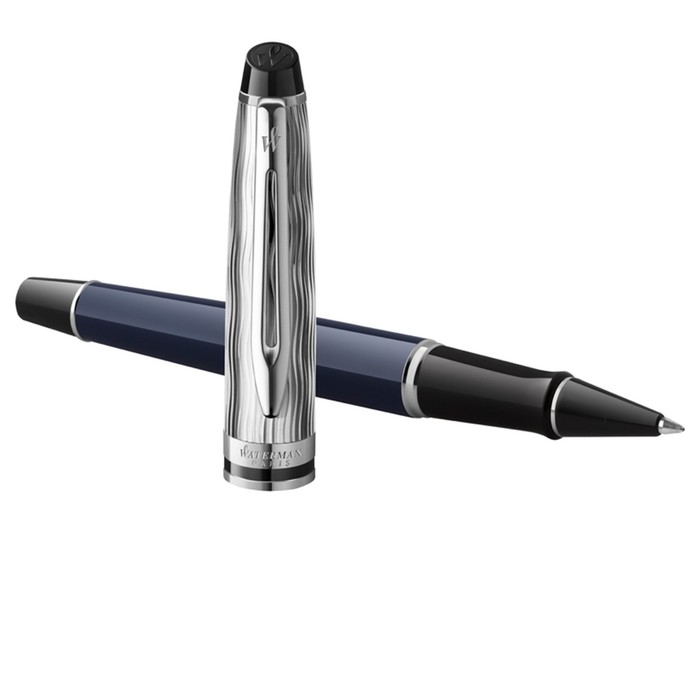 Ручка-роллер Waterman Expert SE Deluxe Blue CT, 0,8мм, черная, подар/уп 2166429 ручка шариков waterman hemisphere cws0920470 steel ct m син черн подар кор