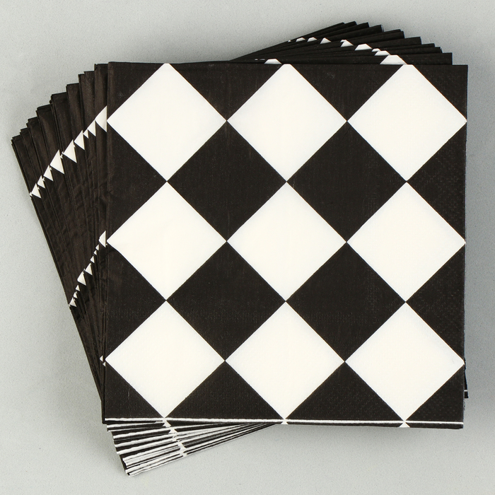 Салфетки бумажные «Чёрные ромбики» 33х33 см, набор 20 шт.