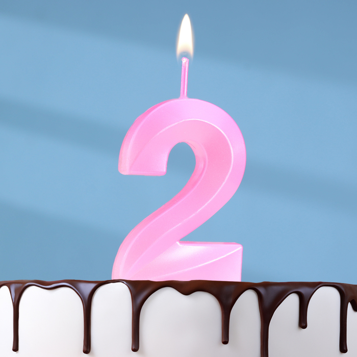 Свеча в торт на шпажке «Грань», цифра 2, 5 см, розовая свеча в торт на шпажке ‎грань цифра 2 черная 5 см