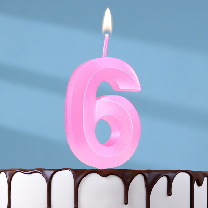 Свеча в торт на шпажке «Грань», цифра 6, 5 см, розовая свеча в торт на шпажке грань цифра 3 5 см розовая