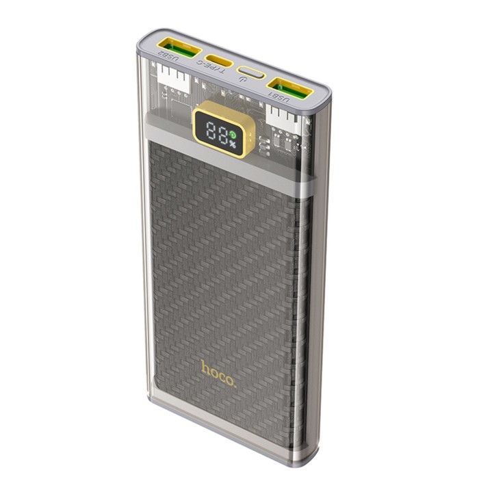 фото Внешний аккумулятор hoco j103, 10000 мач, usb/type-c, 3 а, серый