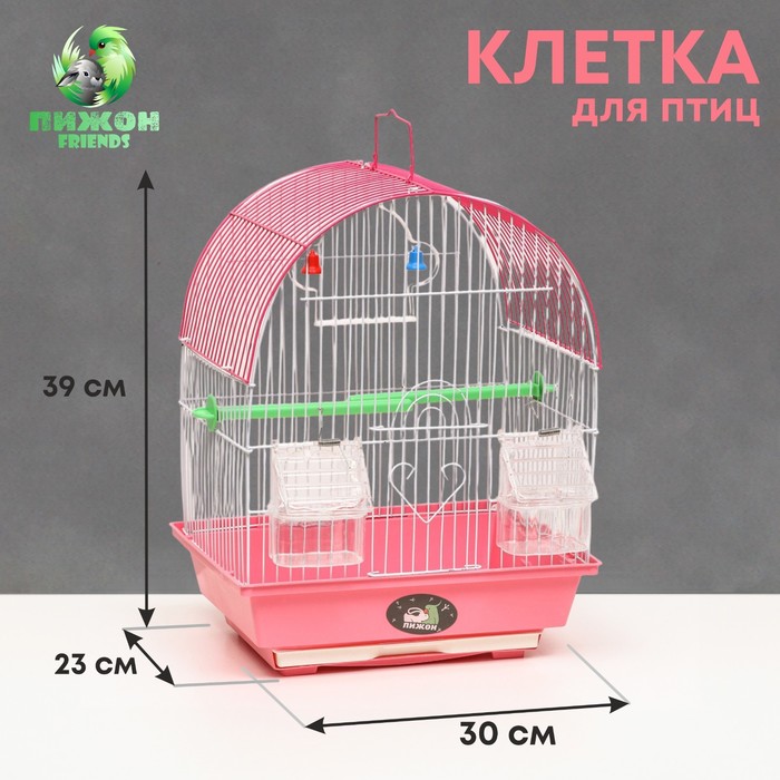 Клетка для птицукомплектованная Bd-1/3c, 30 х 23 х 39 см, розовая