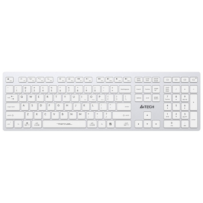 цена Клавиатура A4Tech Fstyler FBX50C белый USB беспроводная BT/Radio slim Multimedia (FBX50C WH 103388