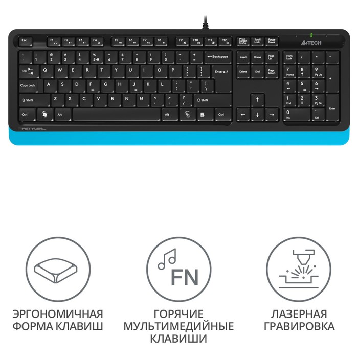 фото Клавиатура a4tech fstyler fk10 черный/синий usb