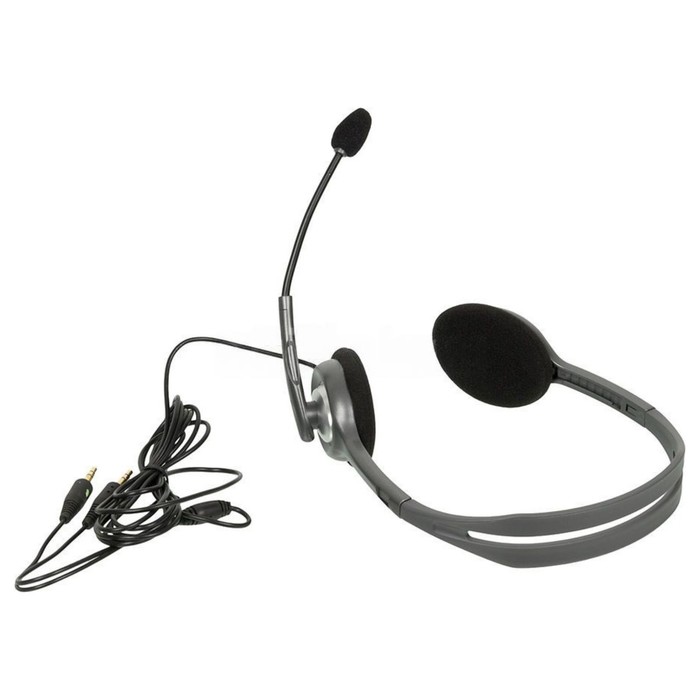 

Наушники с микрофоном Logitech H110 темно-серый 1.8м накладные оголовье (981-000472)