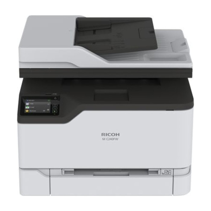 МФУ лазерный Ricoh M C240FW (408430) A4 WiFi белый мфу цветное ricoh m c240fw 408430 a4 512мб 24стр мин pcl ps дуплекс lan wifi факс adf50 старт картр 750 500стр самозапуск мфу