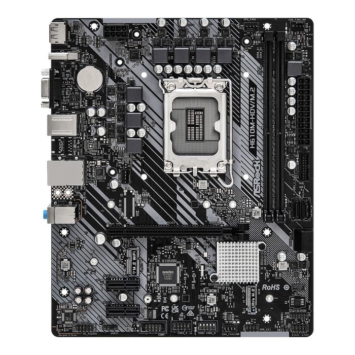 фото Материнская плата asrock h610m-h2/m.2 d5 soc-1700 intel h610 2xddr5 matx ac`97 8ch(7.1) gbl 103395