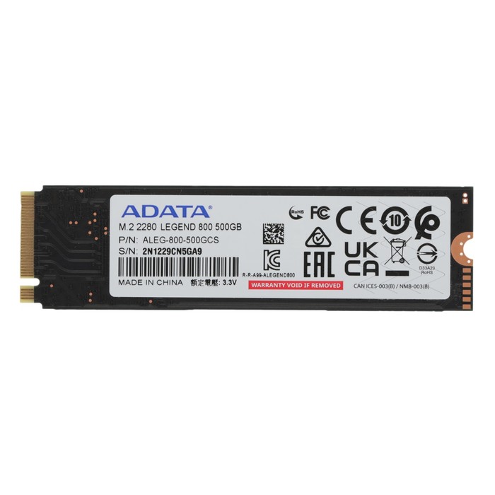 Накопитель SSD A-Data PCIe 4.0 x4 500GB ALEG-800-500GCS Legend 800 M.2 2280 ssd жесткий диск m 2 2280 500gb aleg 800 500gcs adata