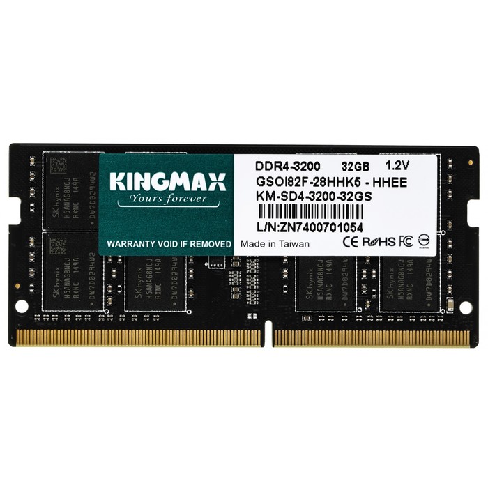 Память DDR4 32GB 3200MHz Kingmax KM-SD4-3200-32GS RTL PC4-25600 CL22 SO-DIMM 260-pin 1.2В d 103397