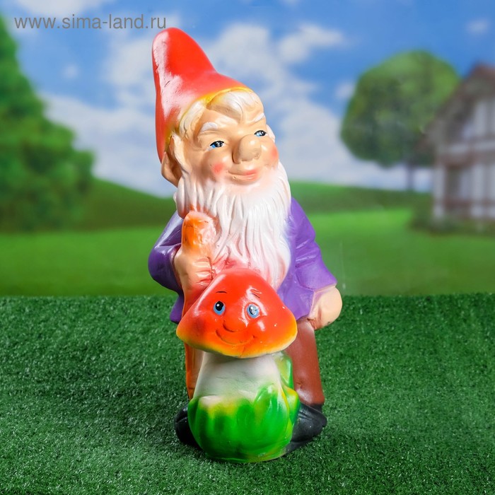 

Садовая фигура "Гном с грибом" 24х21х40см
