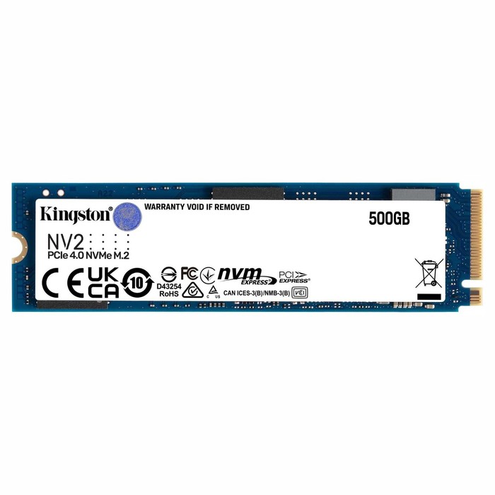 Накопитель SSD Kingston PCIe 4.0 x4 500GB SNV2S/500G NV2 M.2 2280 накопитель ssd kingston 2 0tb nv2 series snv2s 2000g
