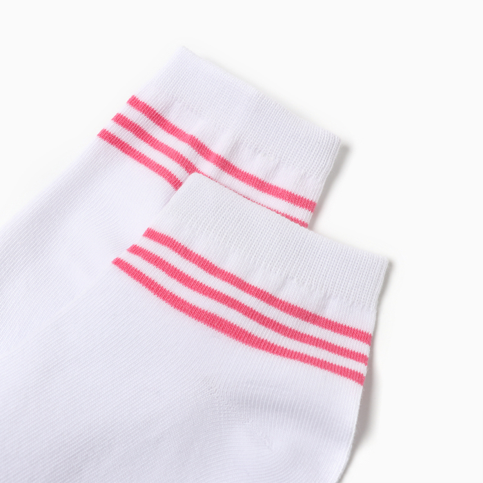 Носки женские Полоски, цвет белый/розовый, р-р 25
