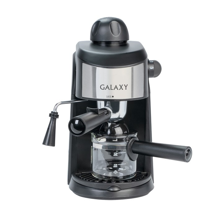 Кофеварка Galaxy LINE GL 0753, рожковая, 900 Вт, 0.24 л, капучинатор, чёрно-серебристая кофеварка рожковая galaxy line gl 0755 900вт корраловый