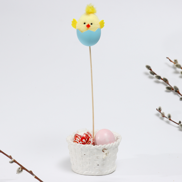 Пасхальный декор на палочке «Цыплёнок в яйце» 5 × 6,5 × 32,5 см