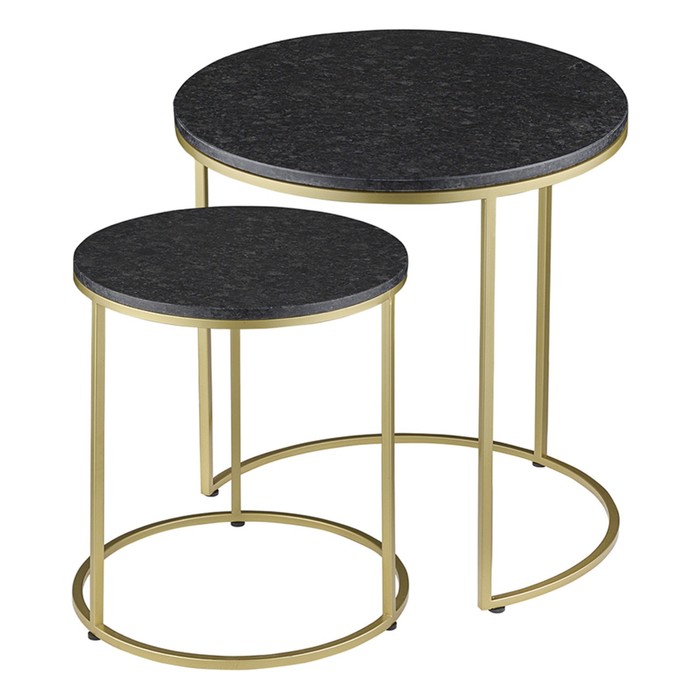 Набор столиков кофейных Hans, 900×500×520 мм, цвет чёрный мрамор набор столиков журнальных hans 800×800×450 мм цвет чёрный мрамор
