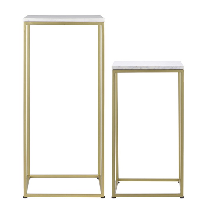Набор столиков кофейных Mayen Gold, 640×340×750 мм, цвет белый / золотистый