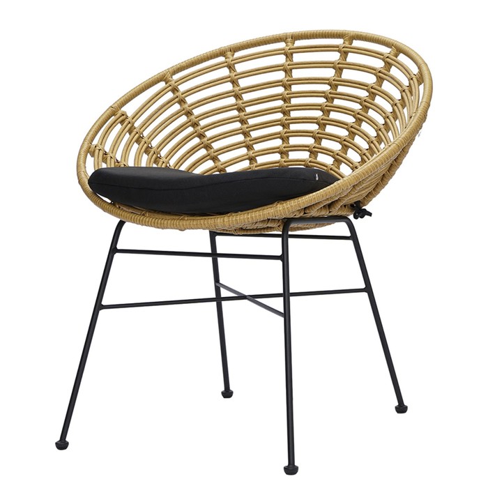 Стул Vetle Round, 720×600×750 мм, искусственный ротанг, цвет бежевый / чёрный стул vetle round ротанг единый размер бежевый
