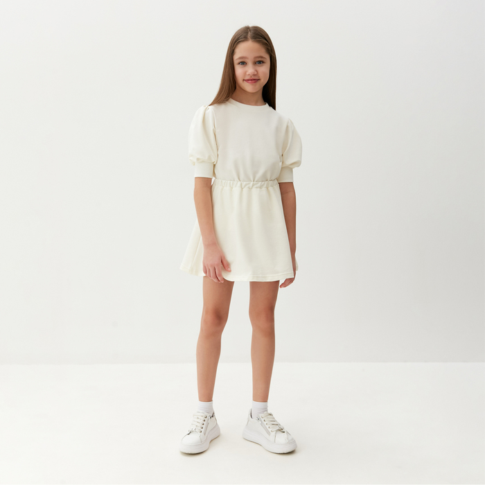 Комплект для девочки (свитшот и юбка) MINAKU, цвет молочный, рост 104 см