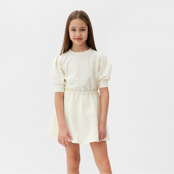 Комплект для девочки (свитшот и юбка) MINAKU, цвет молочный, рост 110 см