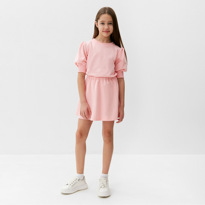 фото Комплект для девочки (свитшот и юбка) minaku, цвет розовый, рост 134 см