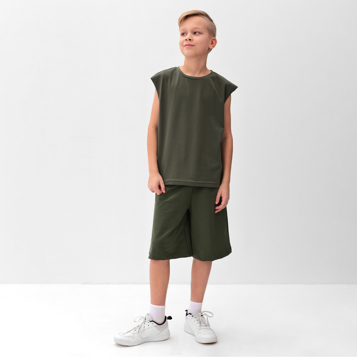 Комплект для мальчика (майка и шорты) MINAKU, цвет хаки, рост 122 см