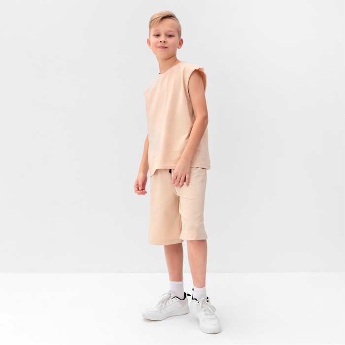 Комплект для мальчика (майка и шорты) MINAKU, цвет бежевый, рост 122 см