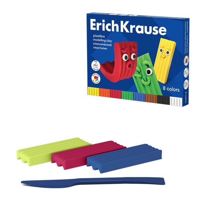 Пластилин 8 цветов 120 г ErichKrause Color Friends со стеком в картонной упаковке 89₽