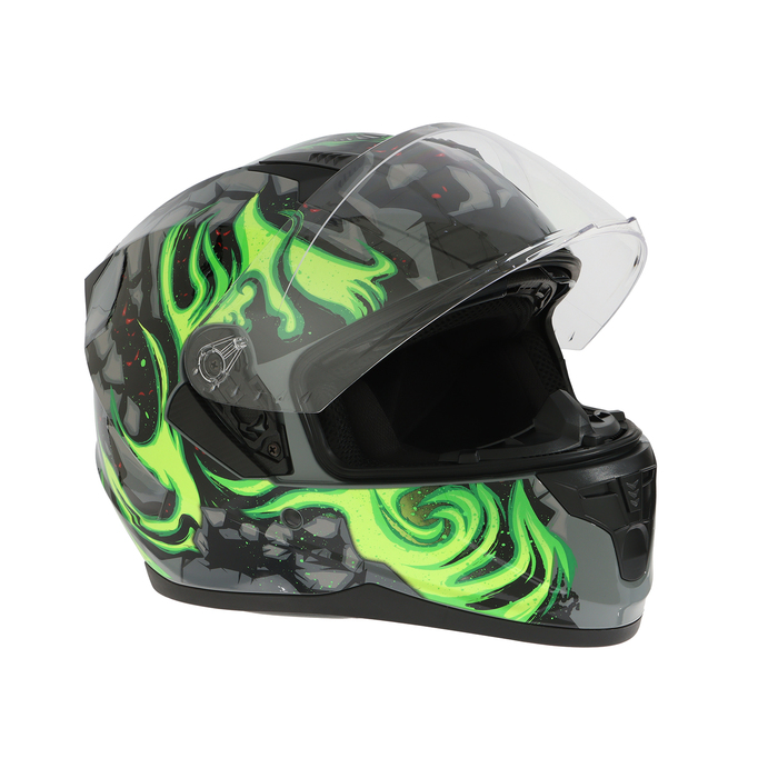 фото Шлем интеграл с двумя визорами, размер m, модель bld-m67e, черно-зеленый