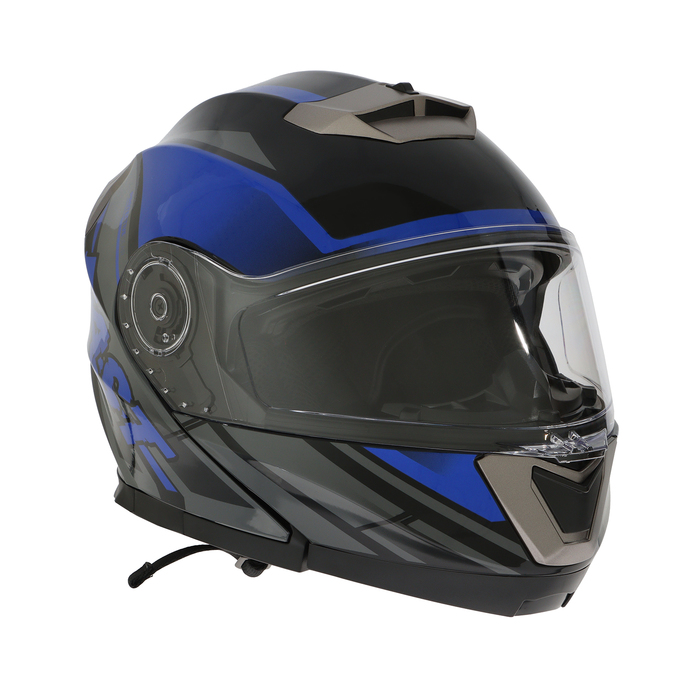 Шлем модуляр с двумя визорами, размер L (59-60), модель - BLD-160E, черно-синий шлем модуляр с двумя визорами размер m 57 58 модель bld 160e черно красный