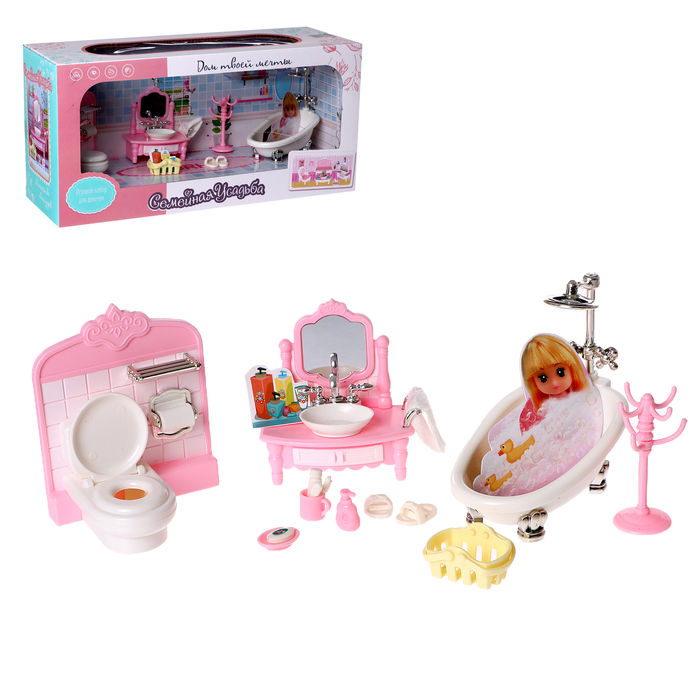Игровой набор мебели для кукол «Семейная усадьба: ванная комната» цена и фото