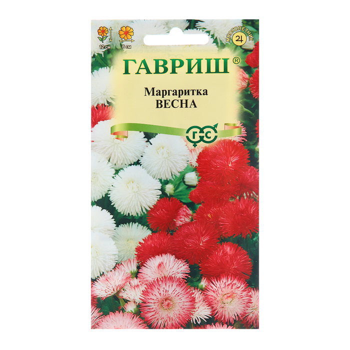 Семена Маргаритка Весна, смесь, 0,02 г маргаритка весна смесь многолетник 1 уп 0 02 г семян