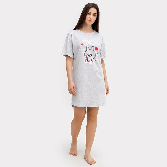 Ночная сорочка женская, цвет серый меланж, размер 46