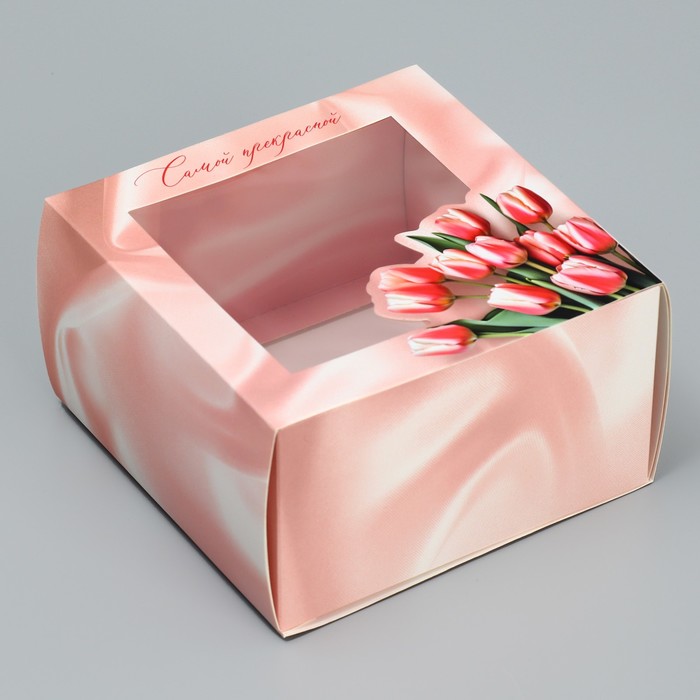 Коробка-фоторамка подарочная складная, упаковка, «Самой прекрасной», 14 х 14 х 8 см коробка складная самой прекрасной 14 х 14 х 14 см
